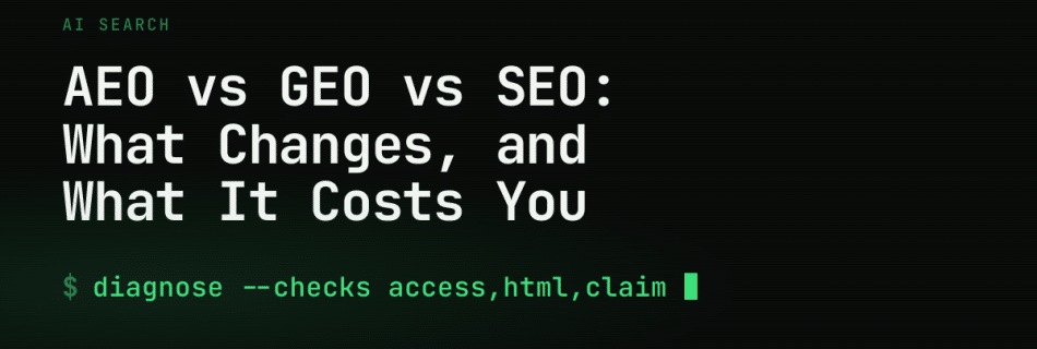 AEO vs GEO vs SEO: What Changes, and What It Costs You